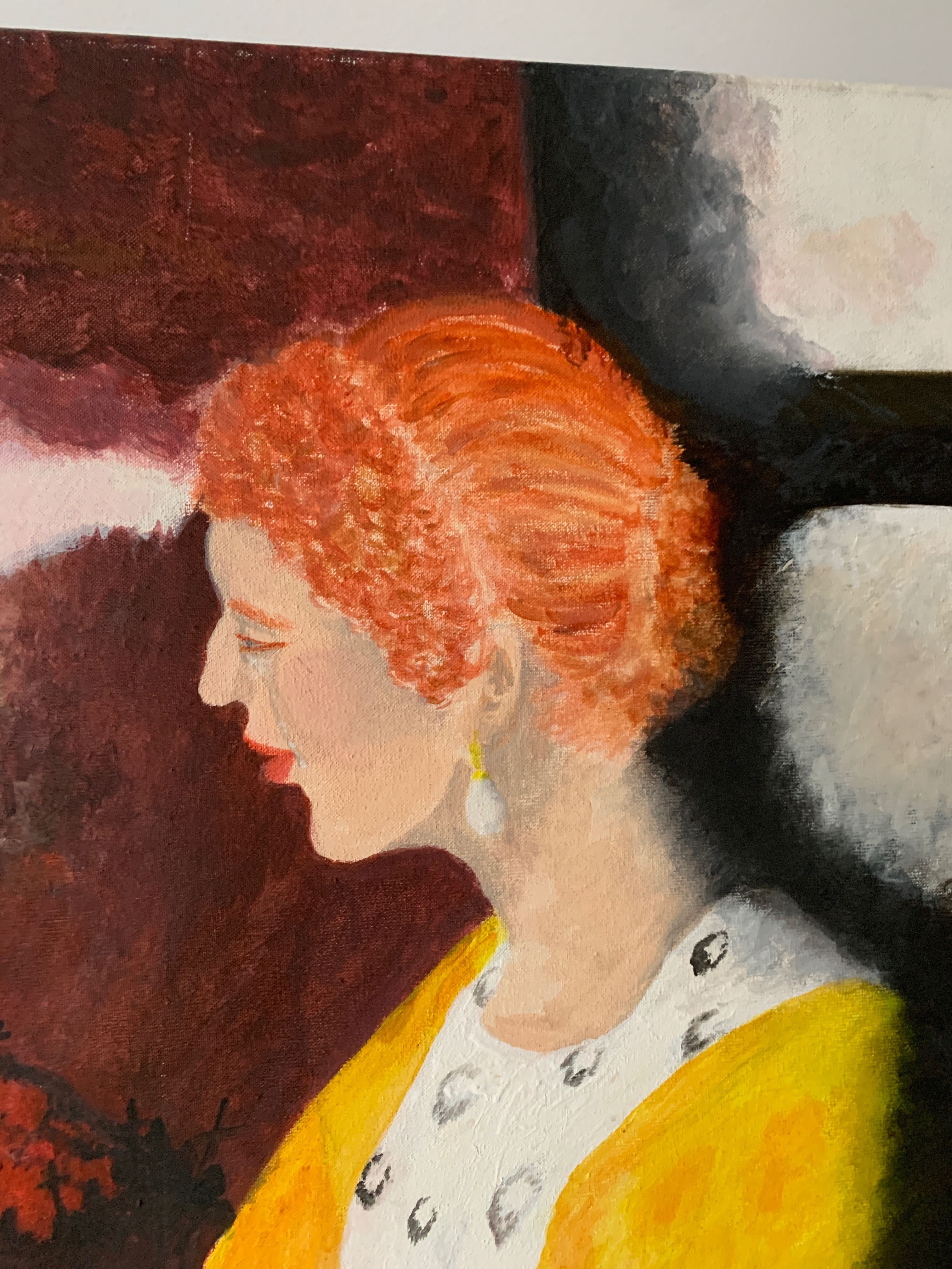 Obraz kobieta w sukni i wzgórze z krzyżami 40x60 olejny akrylowy