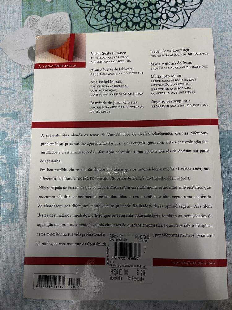 Temas de Contabilidade de Gestão Os Custos Resultados Victor Franco