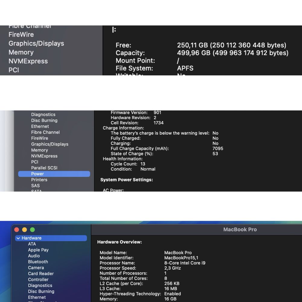 Macbook 15 pro 2019, 16/512, i9, 13 циклів АКБ (нова батарея)