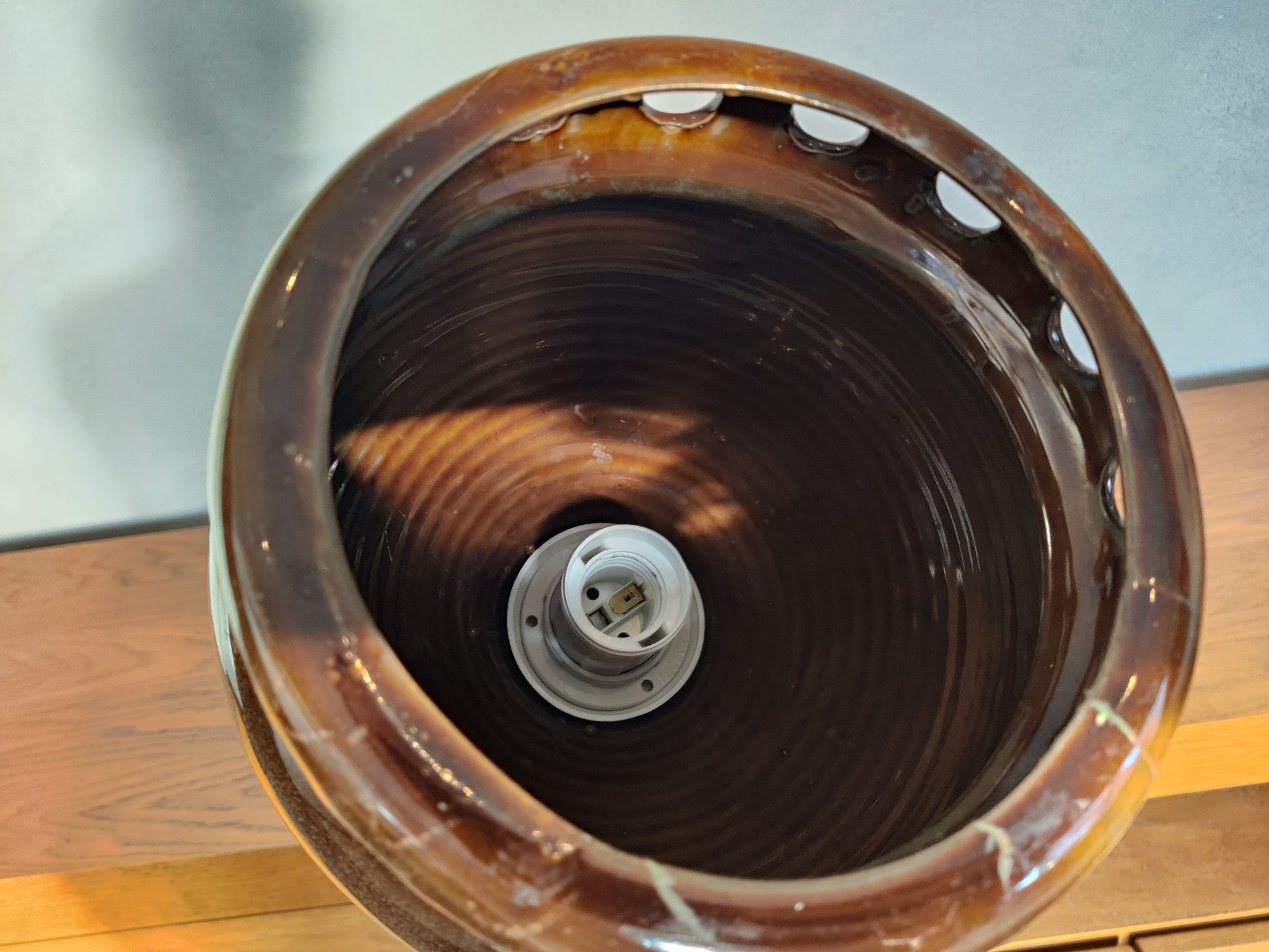 Lampa PRL lata 70 Gliniak w dobrym stanie