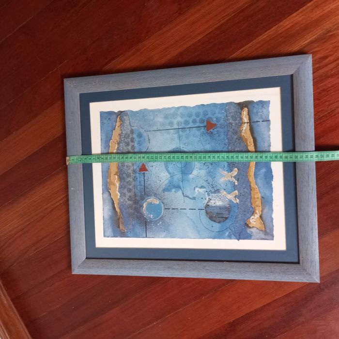 Quadro c moldura tons de azul