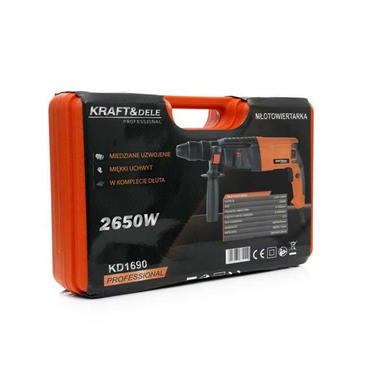 KRAFT&DELE Młotowiertarka 2650w Wiertła Dłuta 2x Główka Miara KD1690