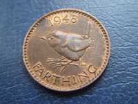 Stare monety 1 farthing 1948 Anglia stan menniczy