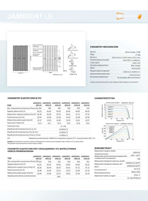 Panele Fotowoltaiczne 500W Ja Solar JAM60D41-500/LB_FB | Fotowoltaika