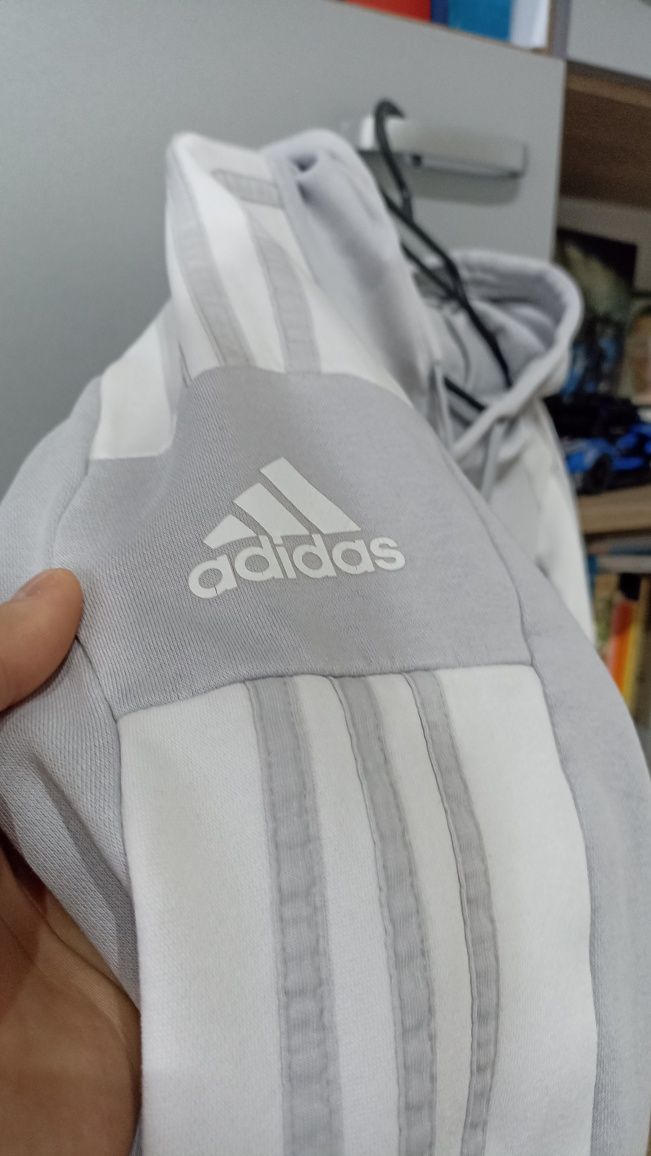 Bluza męska biała szara 3 paski 3 stripes Adidas
