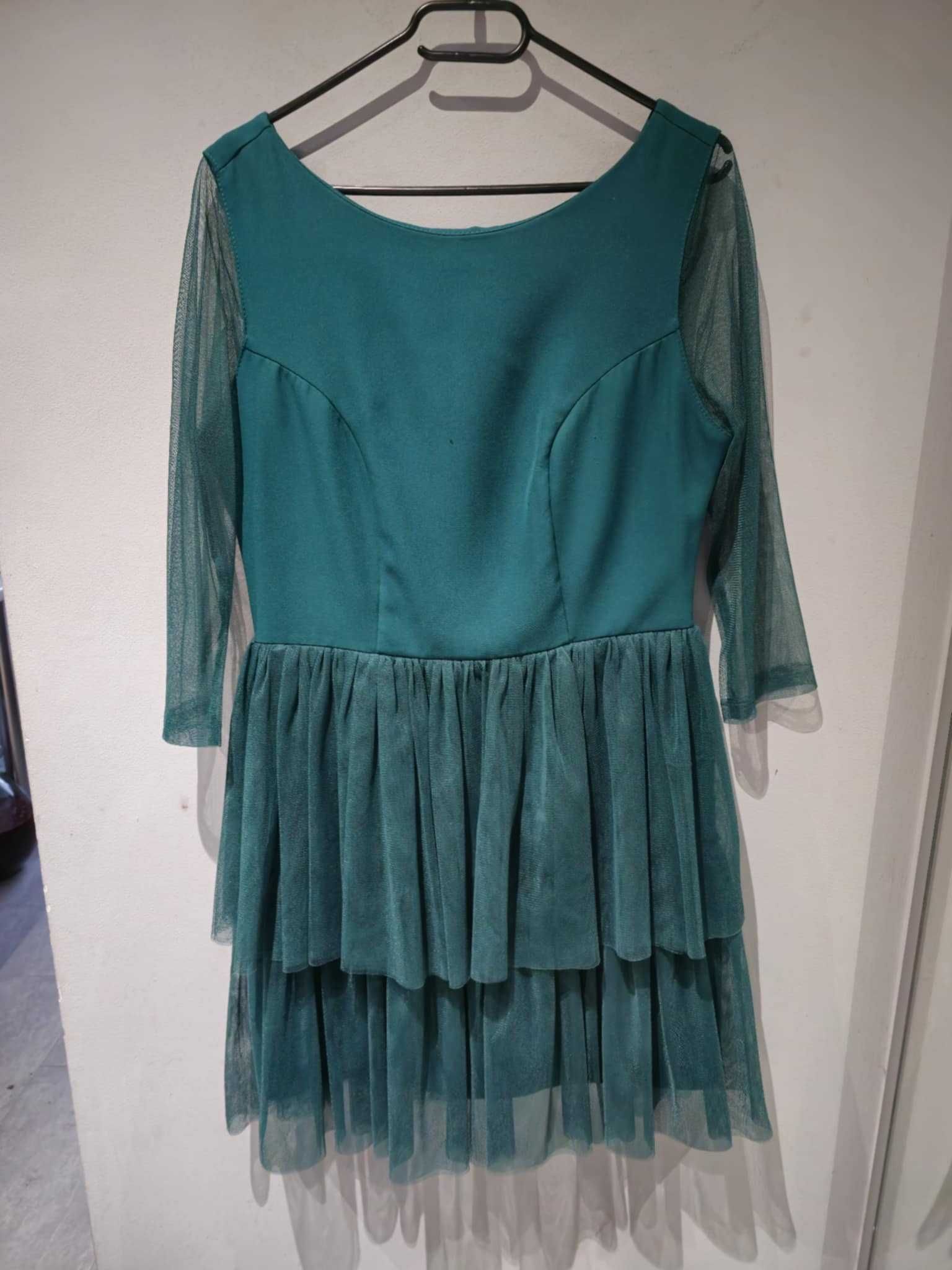 elegancka, zielona sukienka