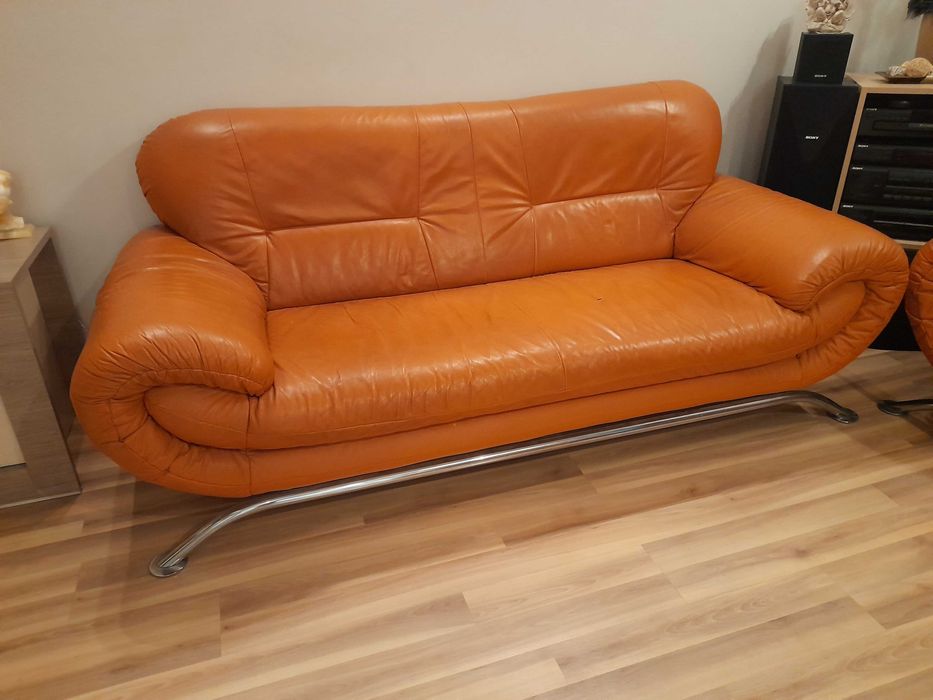 Wypoczynek skóra sofa 3-osobowa + sofa 2-osobowa + fotel, 3+2+1