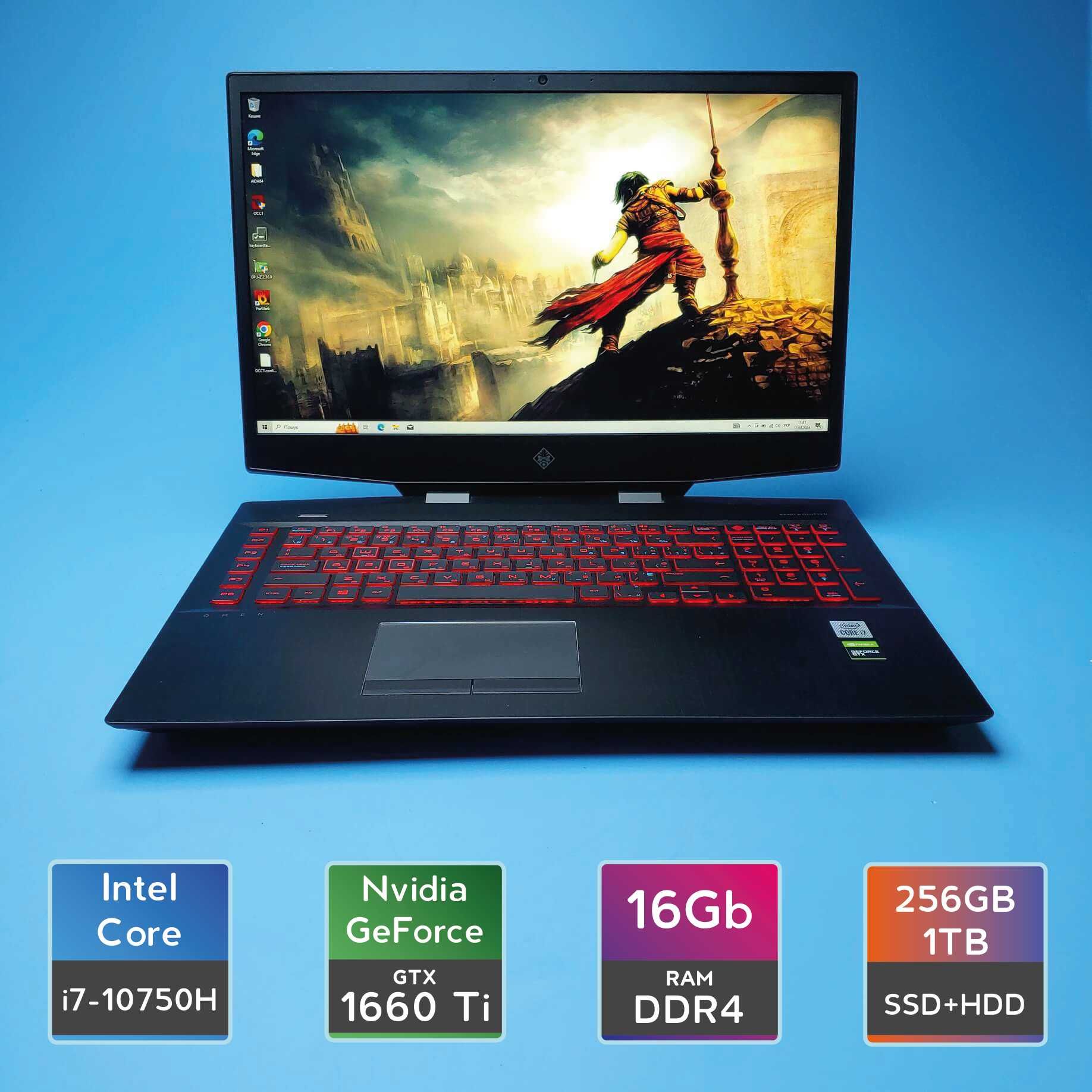 Ноутбук HP Omen17-cb1002ca(i7-10750H/RAM16/256+HDD1TB/GTX1660Ti)(7232)