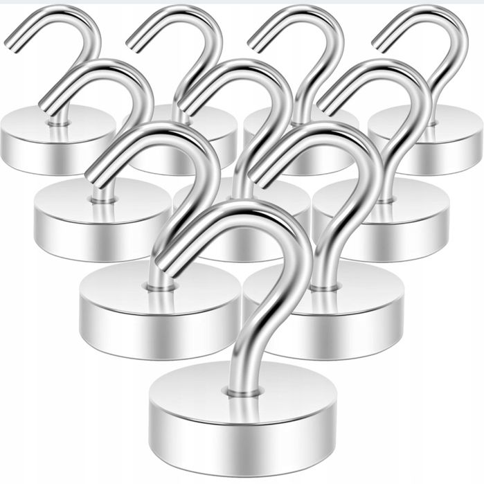 Neosmuk Magnetyczne haki 10 kg, magnes do grilla, neodymowe, 10 sztuk.
