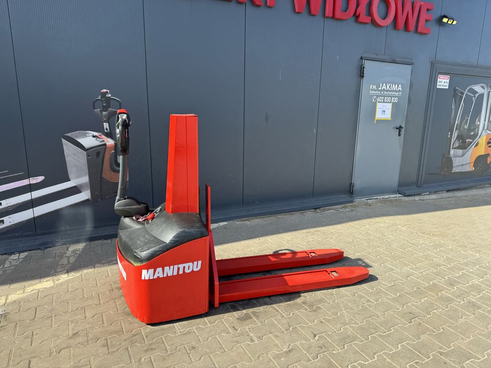 Paleciak elektryczny Manitou 1400 kg 90 cm widły 140 cm wózek