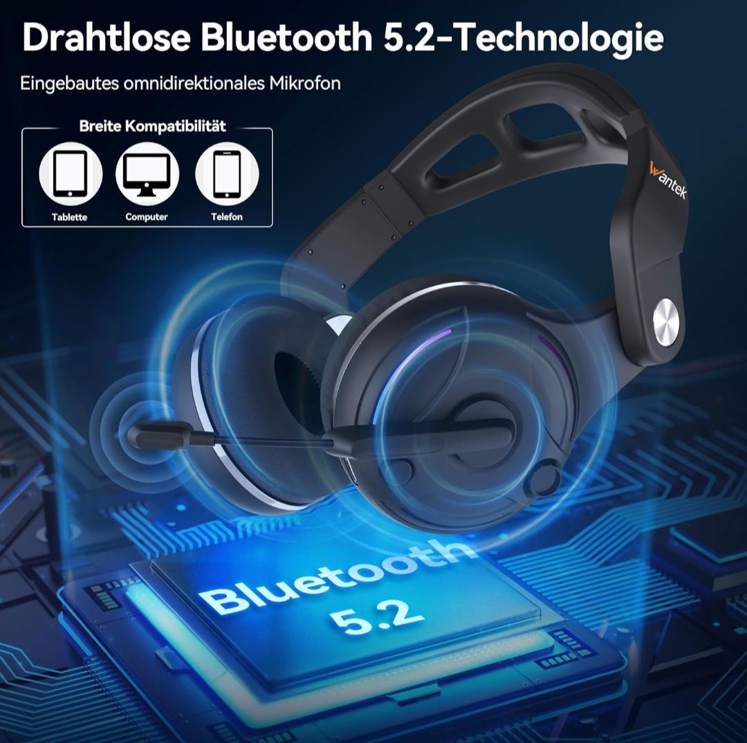 Wantek Bezprzewodowe słuchawki Bluetooth nauszne