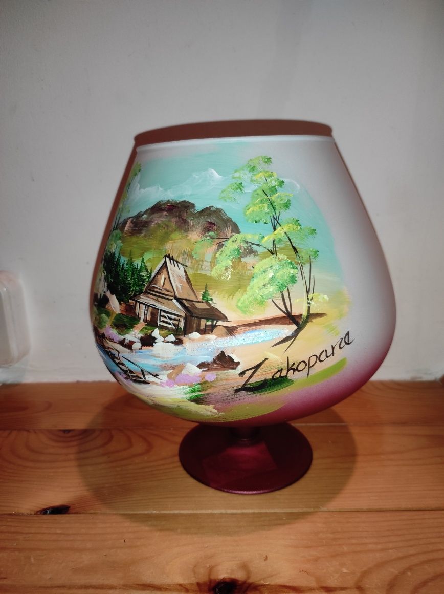 Nowy Wazon Kielich Szklany K&K Art Glass Dekor Ozdobny Rękodzieło Duży