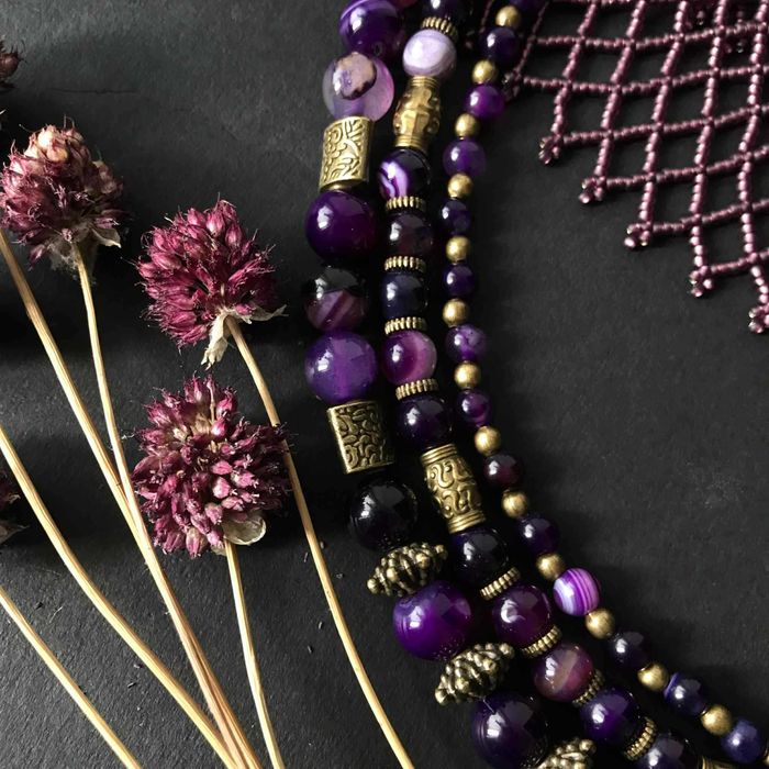 Набір прикрас в національному стилі "Лавандова ніч"