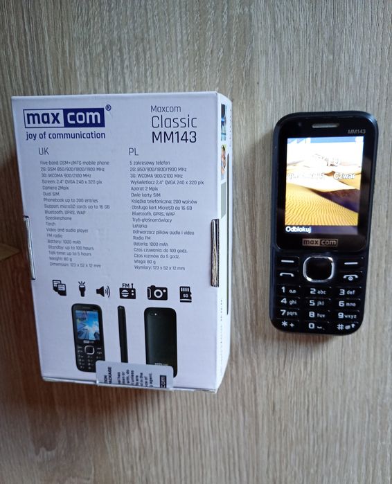 Telefon MaxCom MM143 w 100% sprawny.