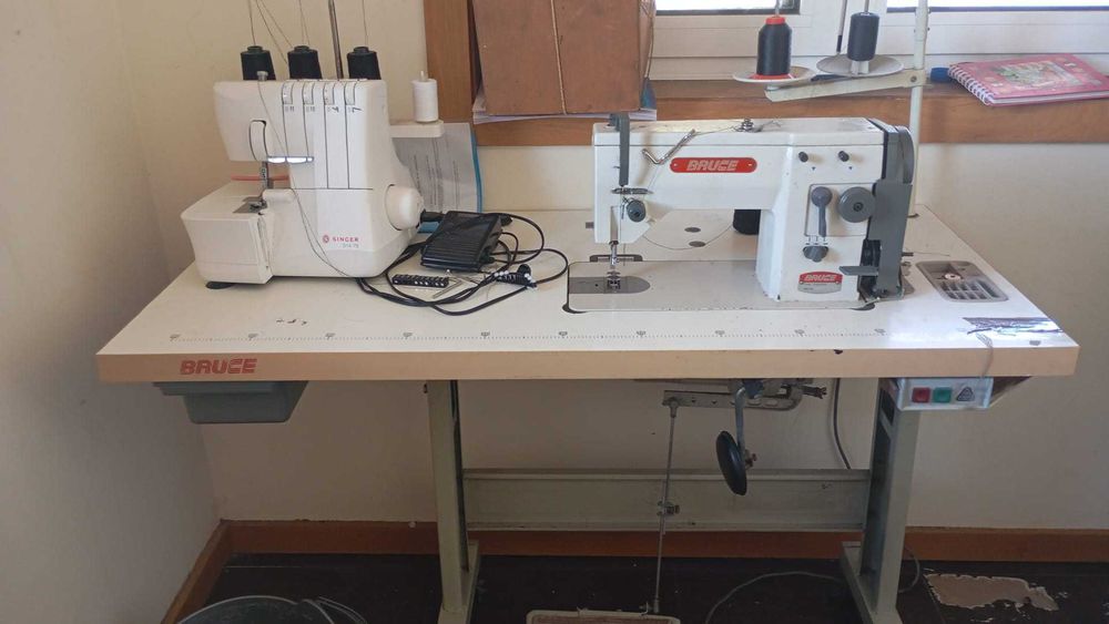 Máquinas de costura, corte e cose e uma Bruce semi industrial reta