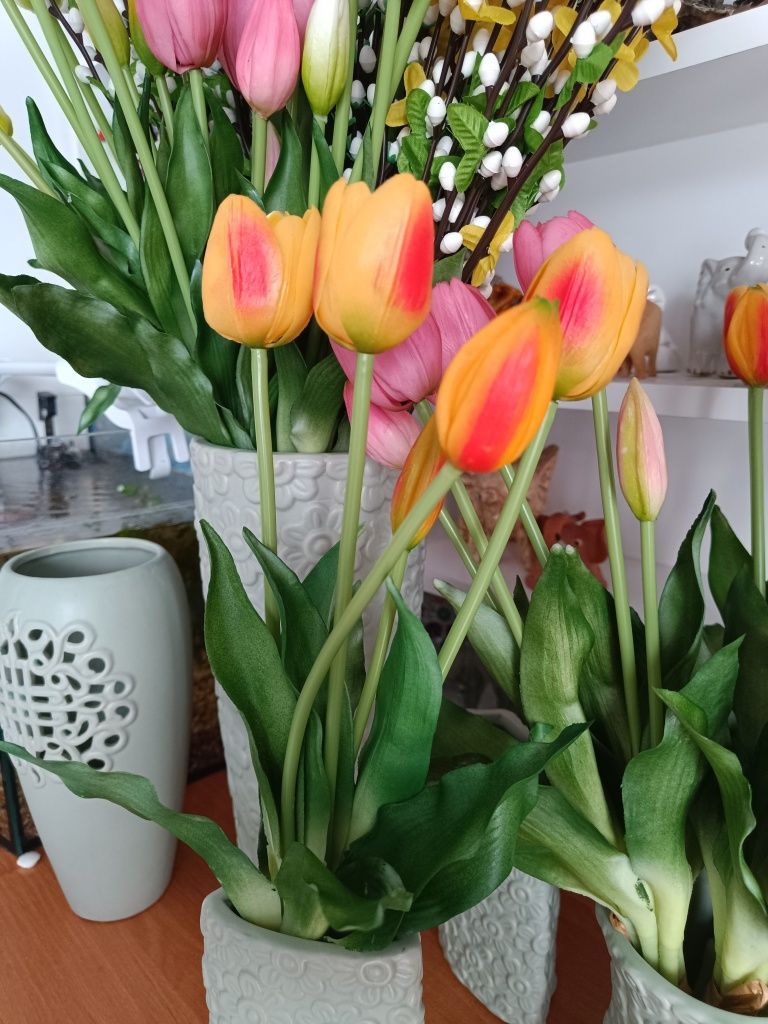Tulipany silikonowe gałązki bazie wielkanocne
