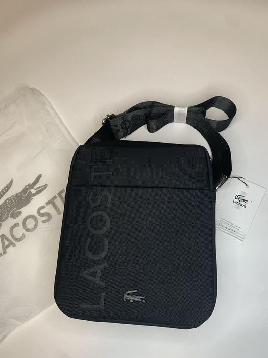 Сумка Lacoste барсетка Лакоста месенджер чоловіча сумка/чорна сумка
