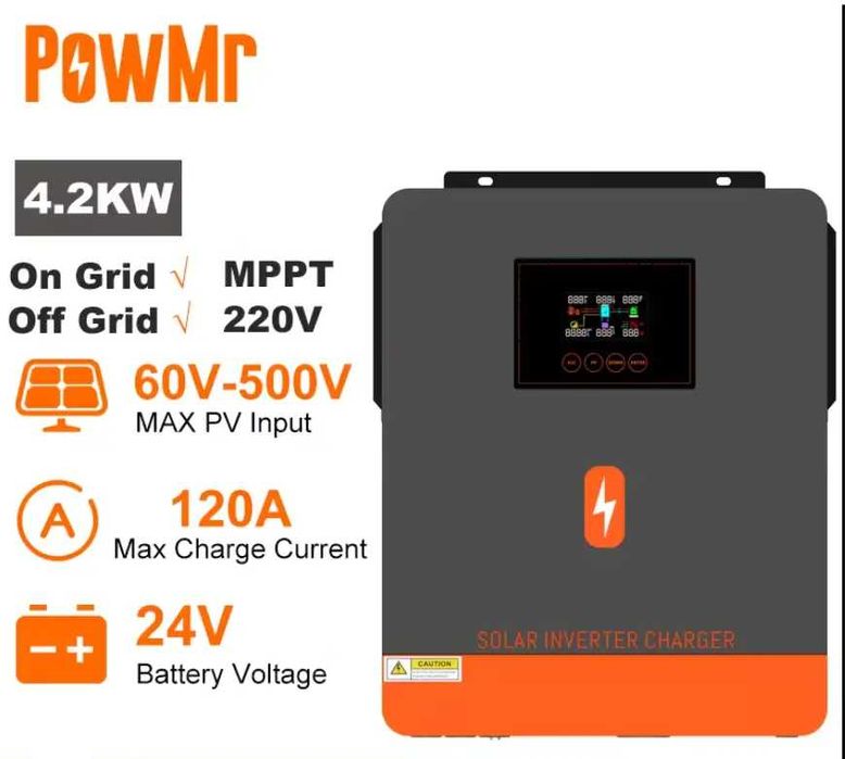 (НАЯВНІСТЬ) PowMR 4,2kW гібридний інвертор POW-HVM4.2M-24V-N