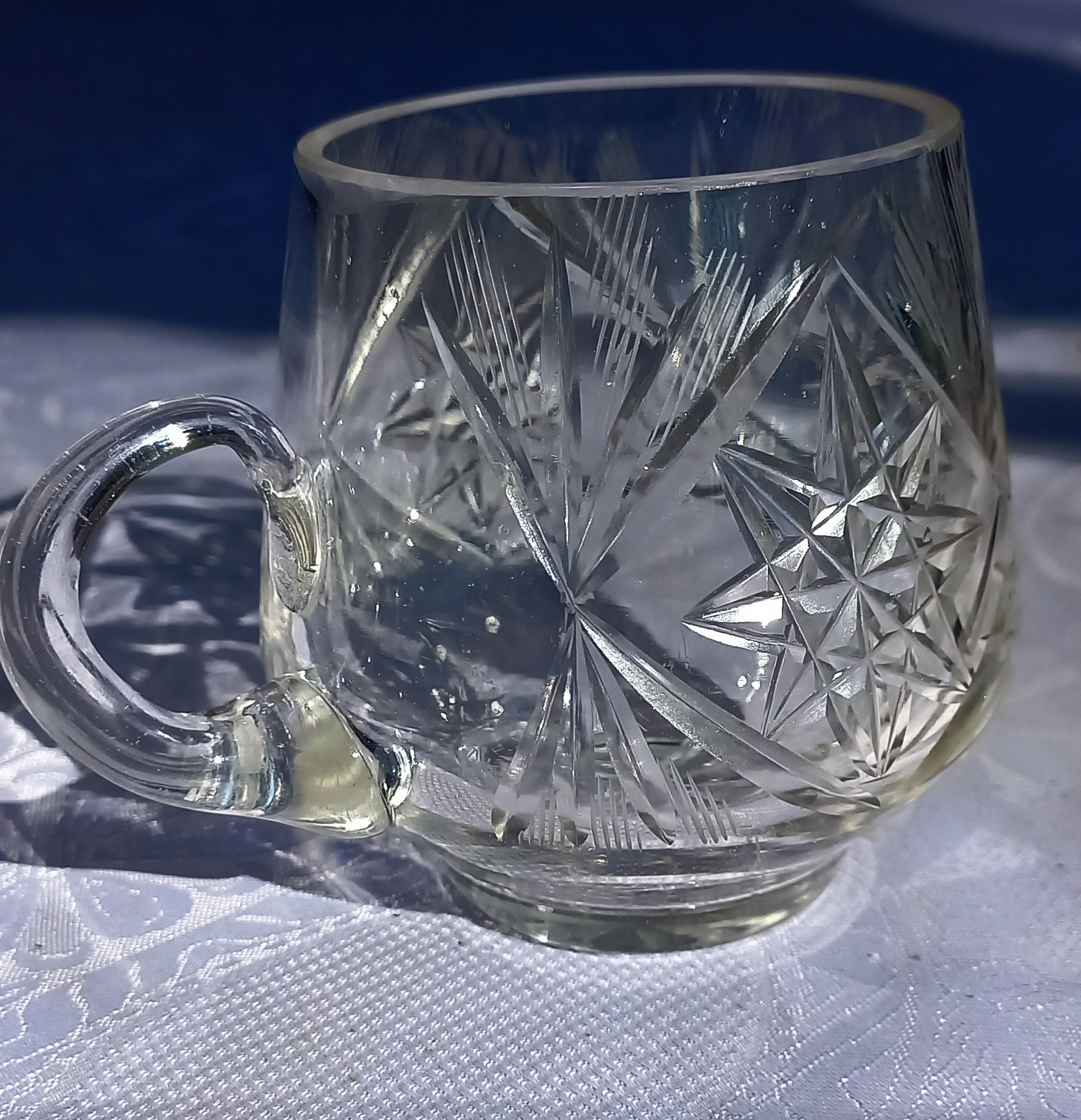 Filiżanka szklanka kryształ stara frezowana