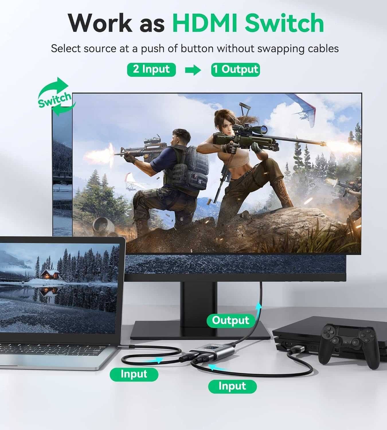 GANA aluminiowy dwukierunkowy rozdzielacz HDMI 4K