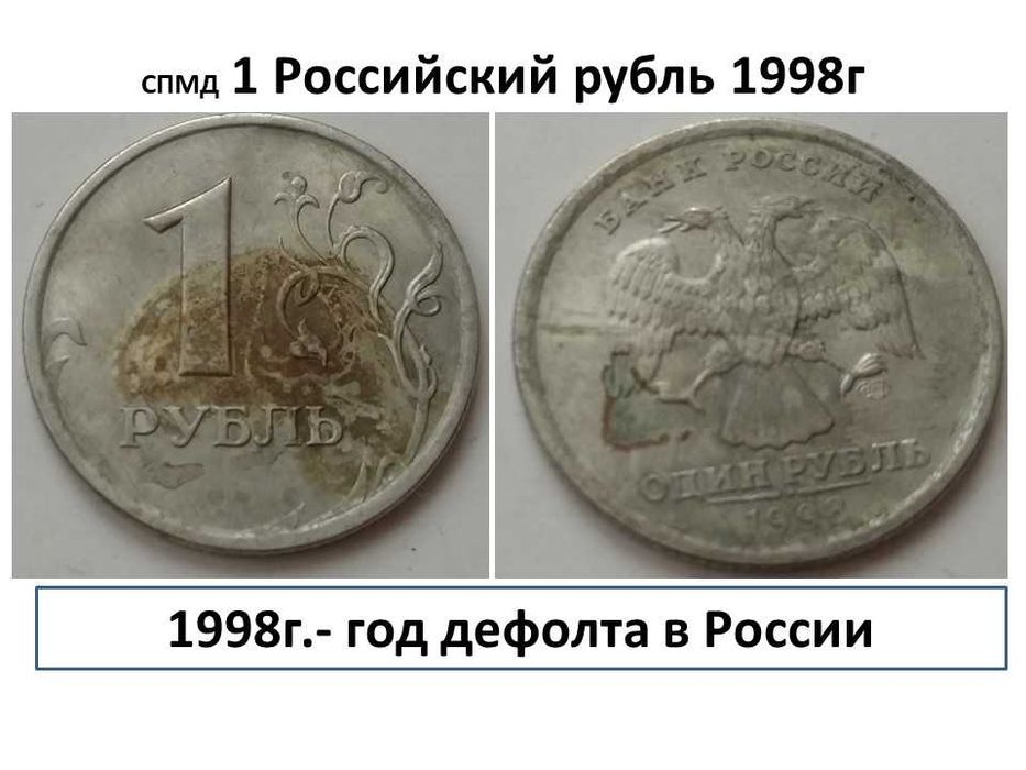 1 российский рубль 1998 г. Санкт- петербургский монетный двор