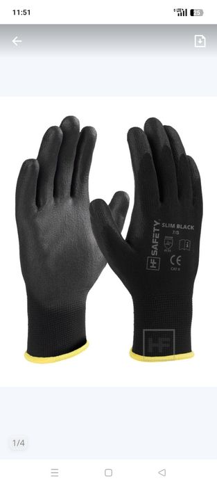 10 x Rekawice ochronne HF SAFETY SLIM-BLACK R.9