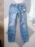Jeansy tally weijl stradivarius kwiaty róże dziury XS 34