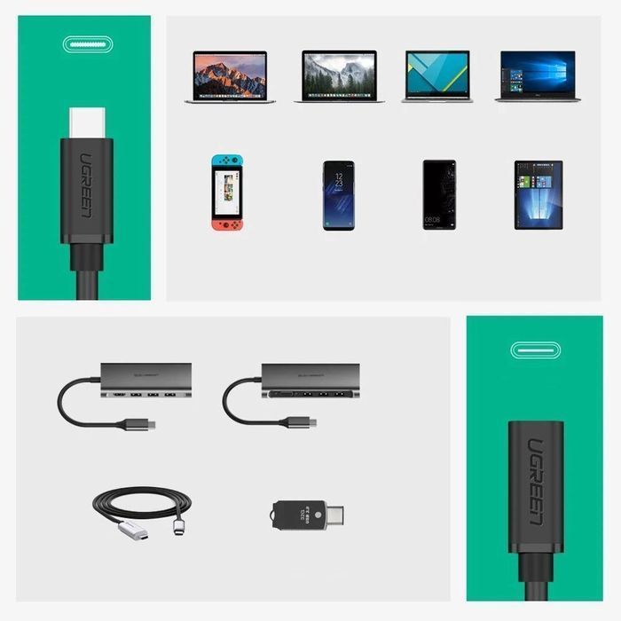 Ugreen kabel przedłużacz USB C 3.1 (żeński) - USB C 3.1 (męski) 0,5m