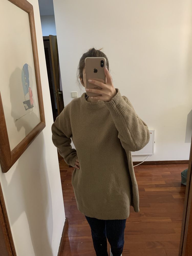 Camisola bege, oversized, bershka, tam M