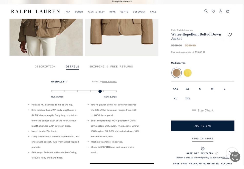 Ralph Lauren р. XS Оригінал!