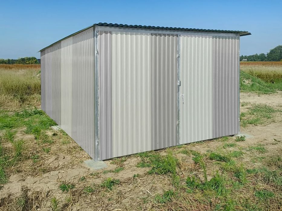 Garaż blaszany jednostanowiskowy 3x5m II gatunek - Dach jednospadowy,