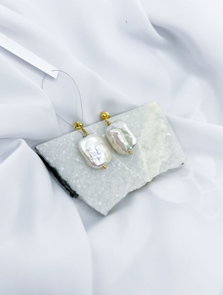 Kolczyki handmade z naturalnymi perłami srebro 925 pozł. 24k złotem