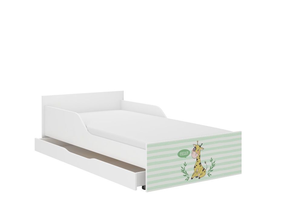 Łóżko dziecięce młodzieżowe PUFI 180x90 PROFILOWANY BOK materac+szufl