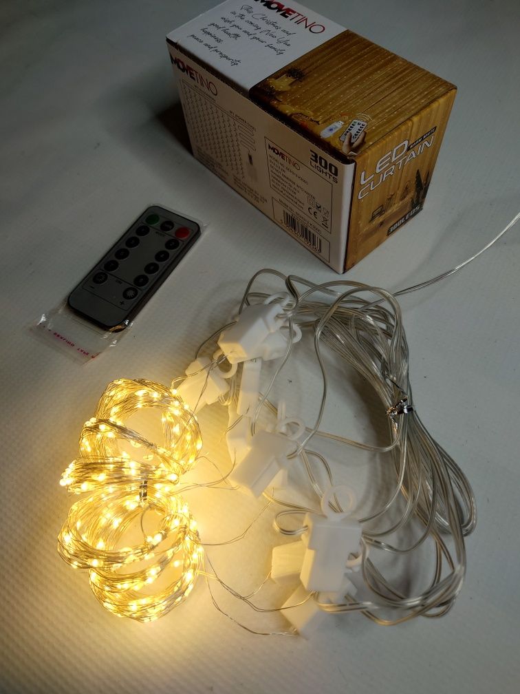 Kurtyna na okno LED 3x3m Haczyki Pilot USB Girlanda świąteczna + Timer