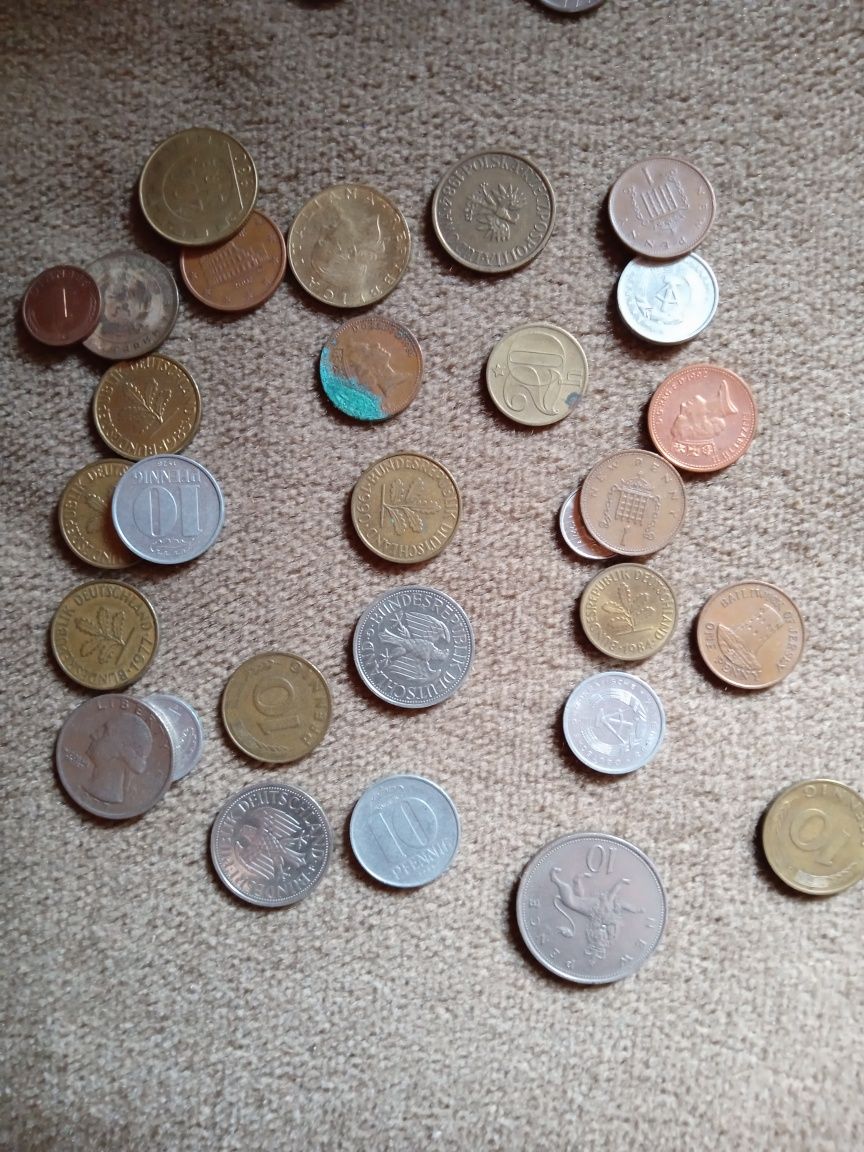 Monety 60-70 sztuk liry,kopiejki,forinty,pence,korony,pfenigi, zło