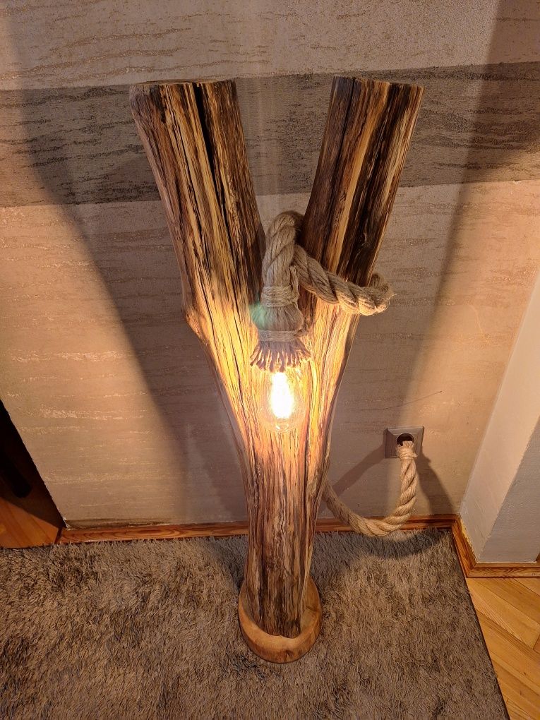 Lampa Loft dębowa