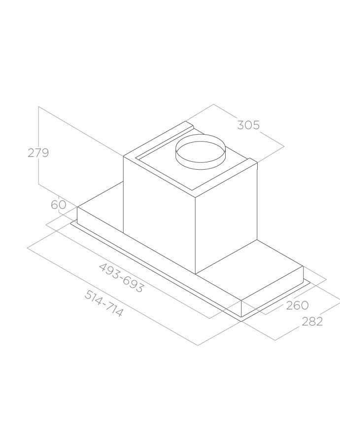 Витяжка вбудована ELICA HIDDEN 2.0 BL MAT/A/52, чорний матовий