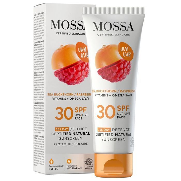 MOSSA filtr przeciwsłoneczny do twarzy SPF30 z rokitnikiem i maliną