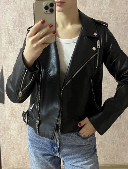 Косуха Zara чорна коротка , шкіряний бомбер
