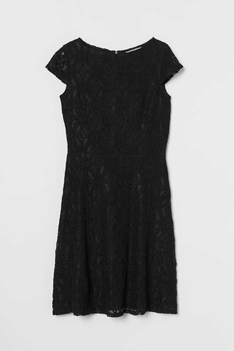 Czarna koronkowa sukienka mini h&m