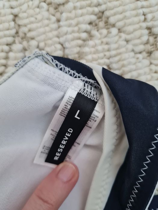 Reserved strój bikini pasy granatowe L + majtki C&A