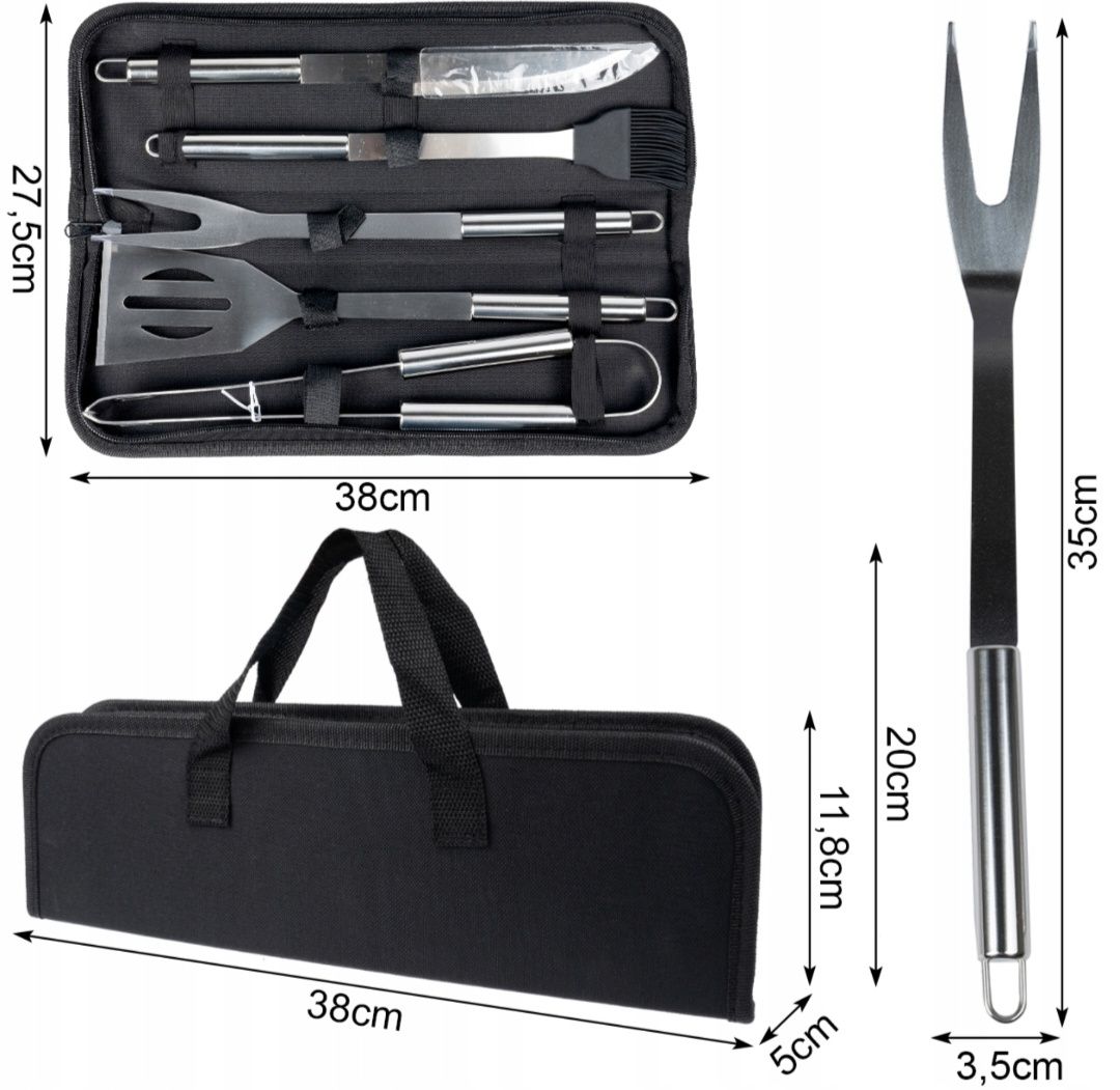 Mega zestaw wypoczynkowy grill turystyczny + komplet sztućców do grill