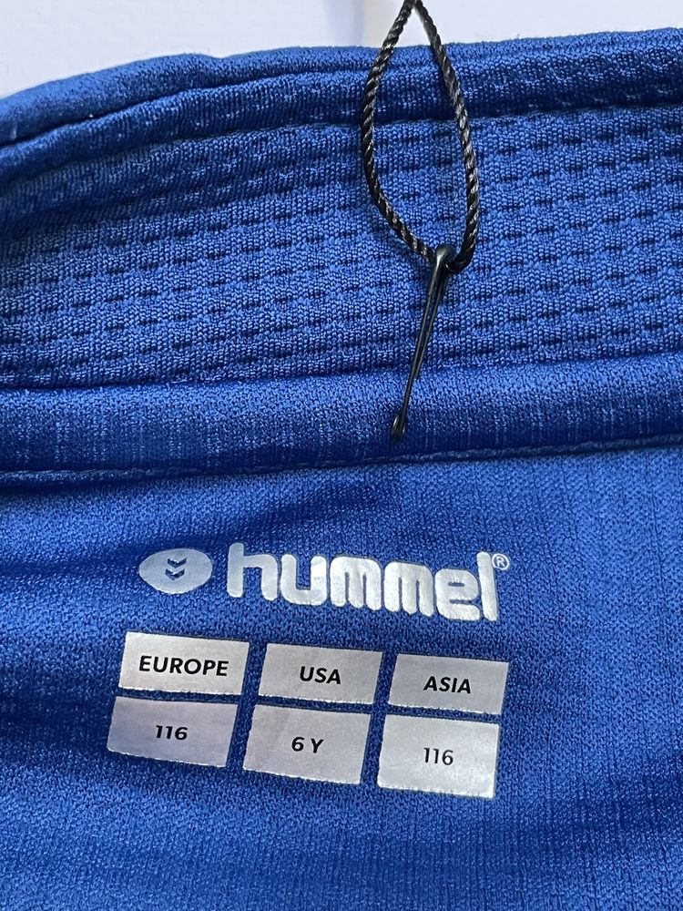 116 Hummel niebieska bluza sportowa piłkarska zamek cienka treningowa