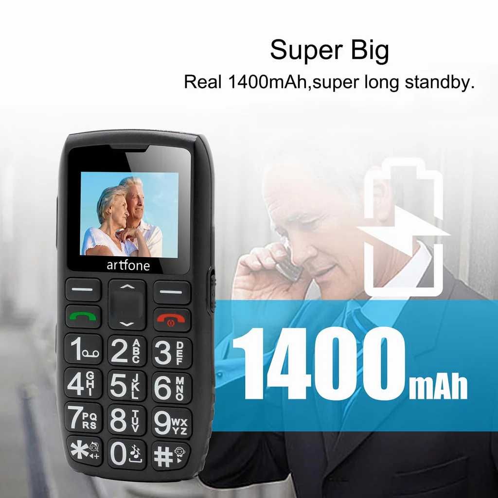 Artfone Telefon Komórkowy dla Osób Starszych Model C1 4G Senior Black