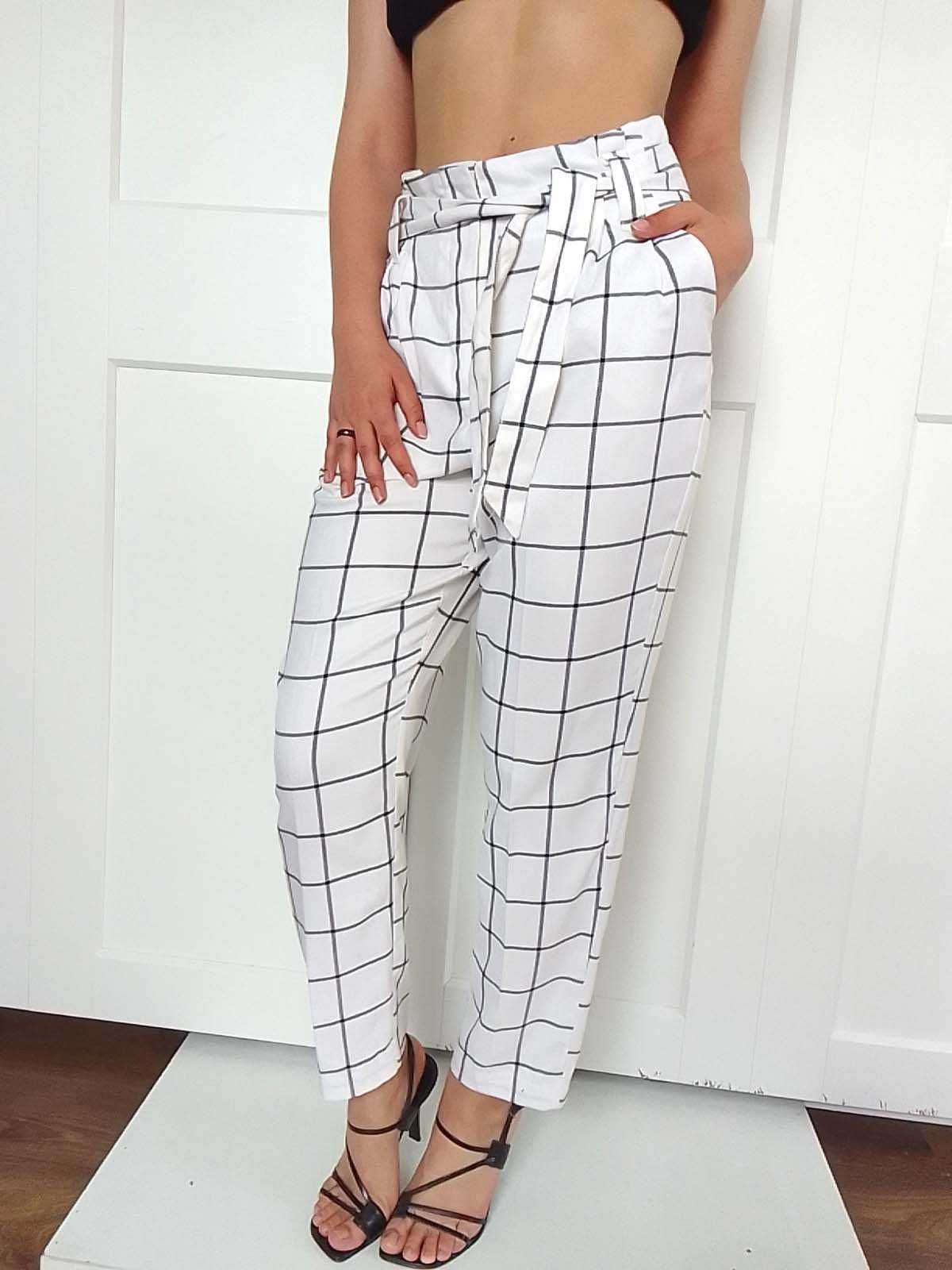 Nowe białe spodnie chinos wysoki stan M L 38 40