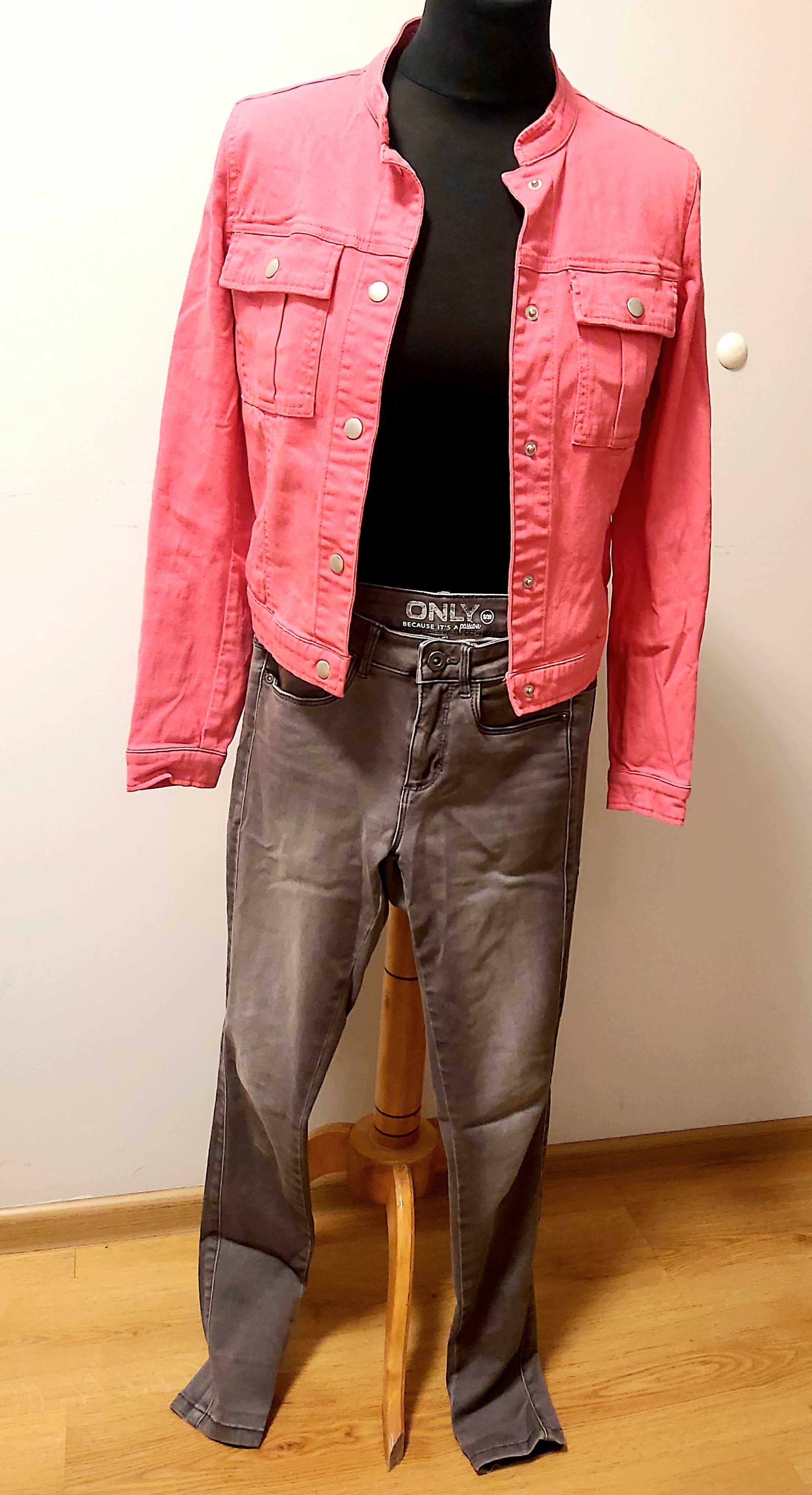ONLY fajny zestaw spodnie i kurtka jeans kolorowy