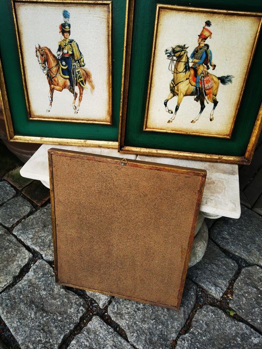 Stare obrazy, obrazki, ryciny wojskowe, huzar, wojska napoleońskie