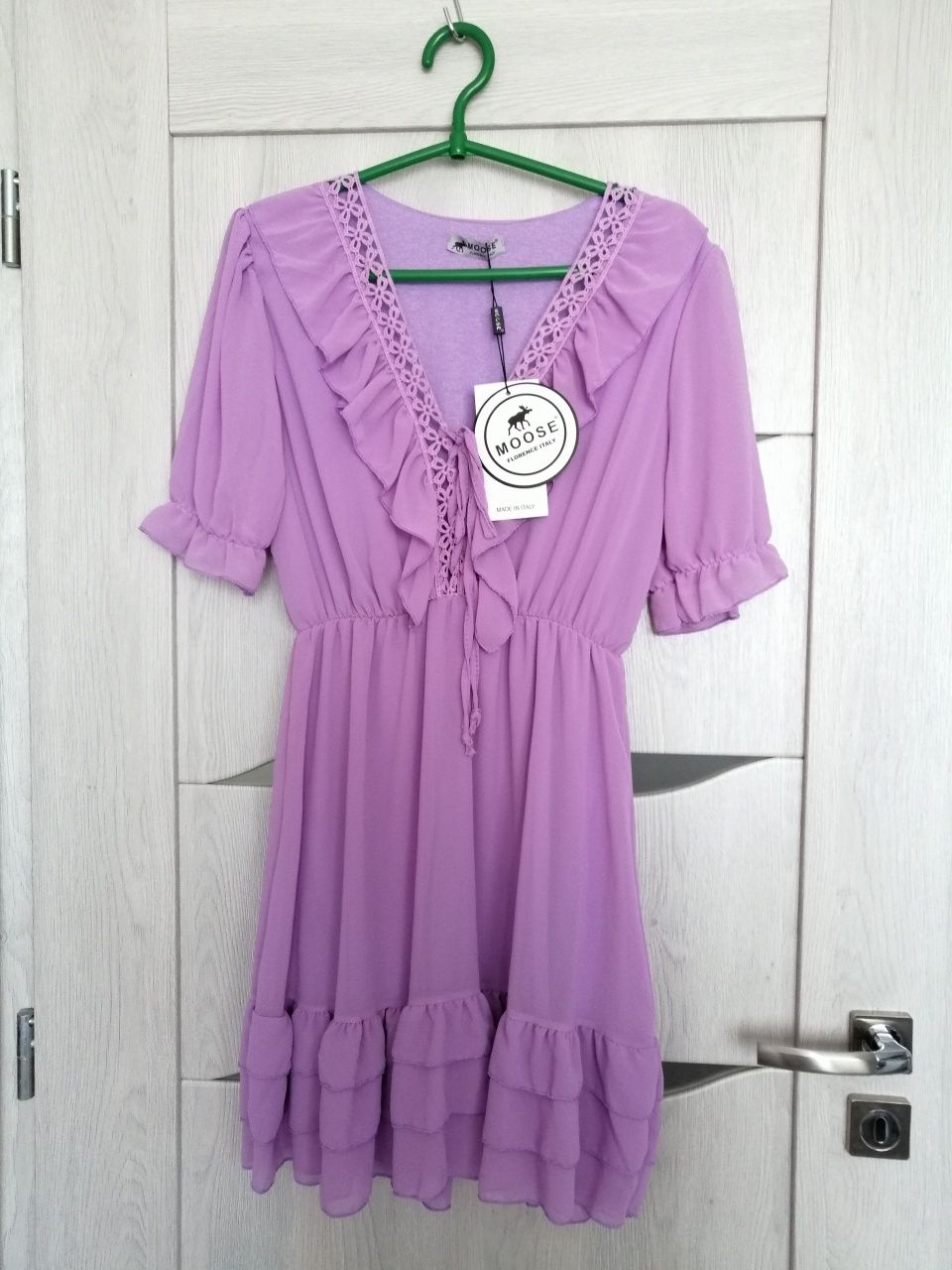 Nowa fioletowa liliowa sukienka dekolt xs s M Moose new collection