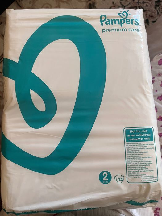 памперсы Pampers premium care 2 (4-8кг) 74 шт, упаковка запечатана