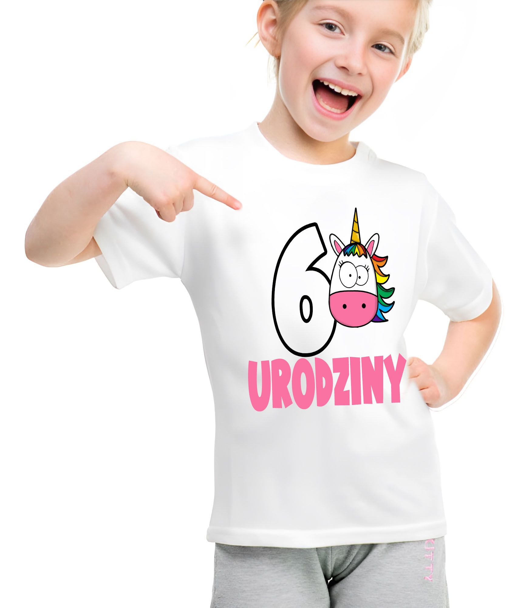 T-shirt Urodzinowy "Jednorożec" na 6. Urodziny (110-116cm)